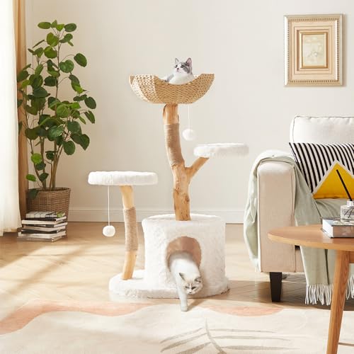 Luxury Solid Wood Cat Tower with Scratching Post
