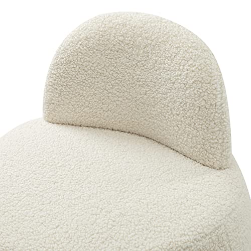 VIP Modern Sherpa Round Vanity Stool, Ivory Color