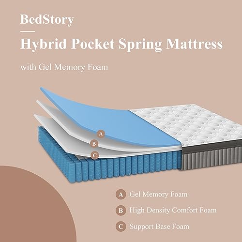 BedStory 14" King Gel Memory Foam Hybrid Mattress