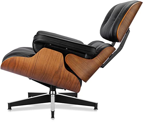 Mid-Century VIP Lounge Chair with Ottoman, Genuine Leather