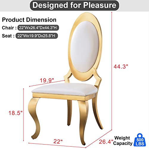 Luxury White Leather Dining Chairs Set - Set of 6