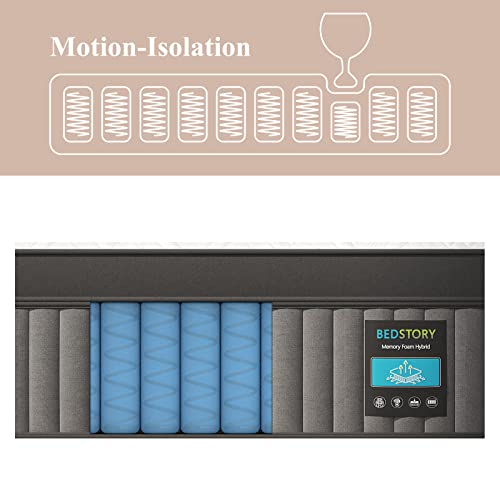 BedStory 14" King Gel Memory Foam Hybrid Mattress