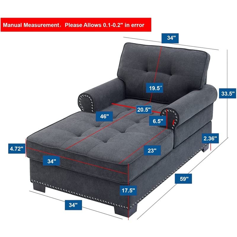 VIP Modern Gray Linen Fabric Indoor Chaise Lounge