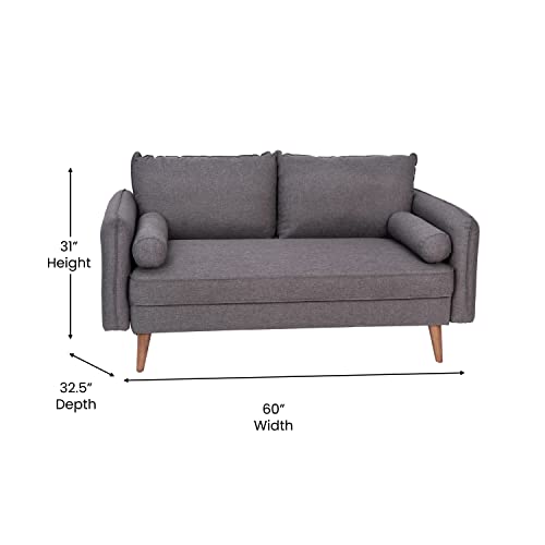 VIP Luxury Mid-Century Modern Loveseat - Stone Gray
