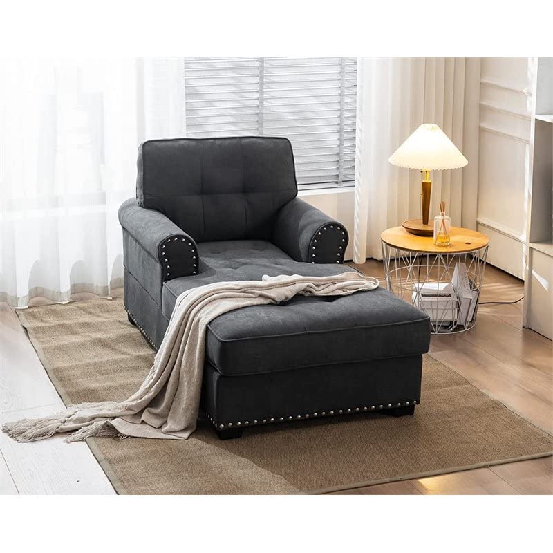 VIP Modern Gray Linen Fabric Indoor Chaise Lounge