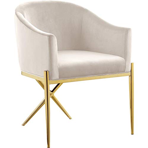 Xavier Collection Modern Velvet Upholstered Dining Chair Cream