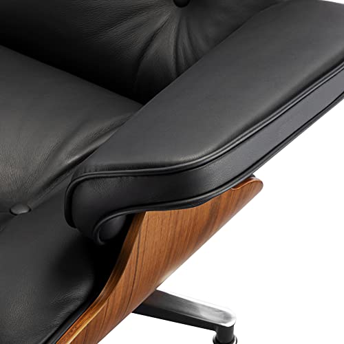 Mid-Century VIP Lounge Chair with Ottoman, Genuine Leather