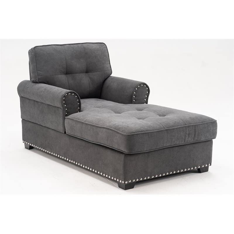 VIP Modern Gray Linen Fabric Indoor Chaise Lounge