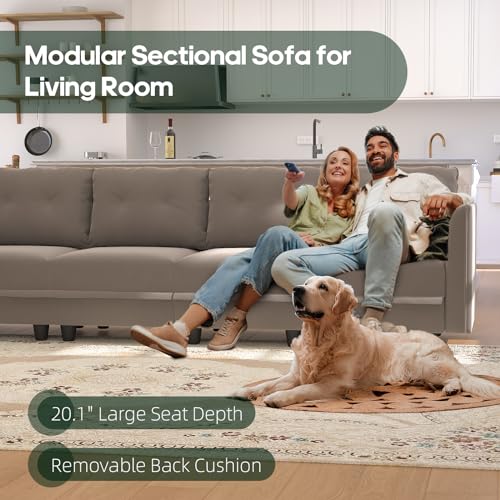 Brown Velvet Modular Sectional Sofa Set with Storage