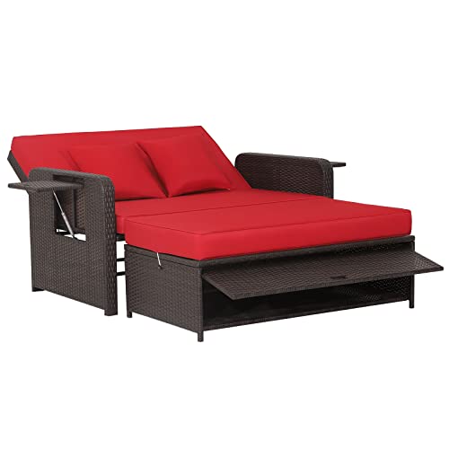 VIP Patio Daybed with Ottoman, Loveseat Sofa & Tray