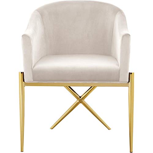 Xavier Collection Modern Velvet Upholstered Dining Chair Cream