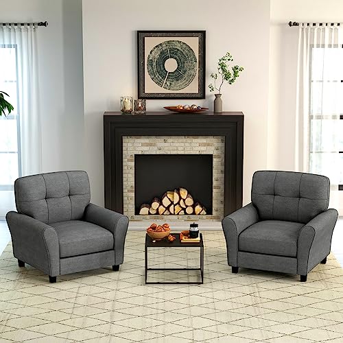 VIP Modern Linen Accent Chairs Set - Tufted Back