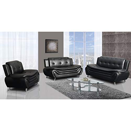 VIP Luxury Tufted Faux Leather 3-Seater Sofa/Couch (Grey)