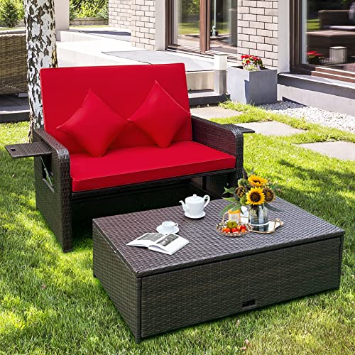 VIP Patio Daybed with Ottoman, Loveseat Sofa & Tray