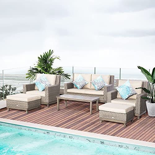 Outsunny 6-Piece Luxury Patio Sofa Set - Beige