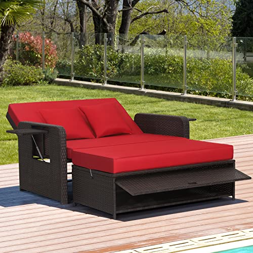 VIP Patio Daybed with Ottoman, Loveseat Sofa & Tray