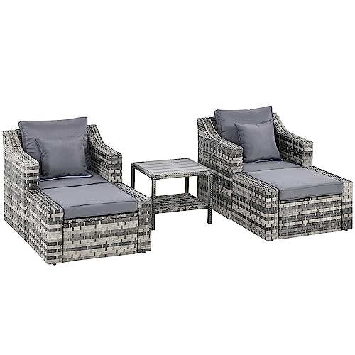 Outsunny 5-Piece Outdoor Rattan Conversation Set, Grey