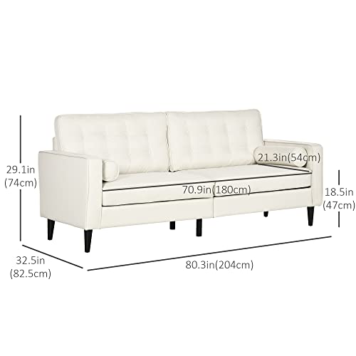 VIP Cream White Velvet Sofa with Tufted Back