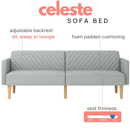 Aykah Celeste Modern Convertible Sofa Bed Couch, Gray