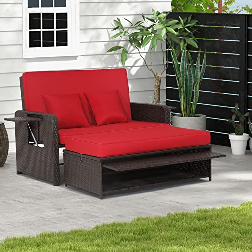 VIP Patio Daybed with Ottoman, Loveseat Sofa & Tray