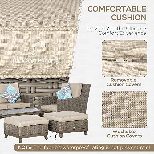 Outsunny 6-Piece Luxury Patio Sofa Set - Beige