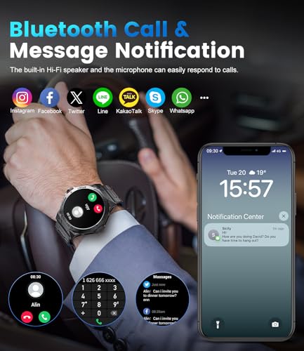 LIGE Military Smart Watch with Calls, Fitness Tracker, IP68 Waterproof
