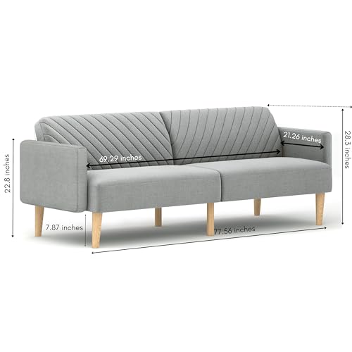 Aykah Celeste Modern Convertible Sofa Bed Couch, Gray