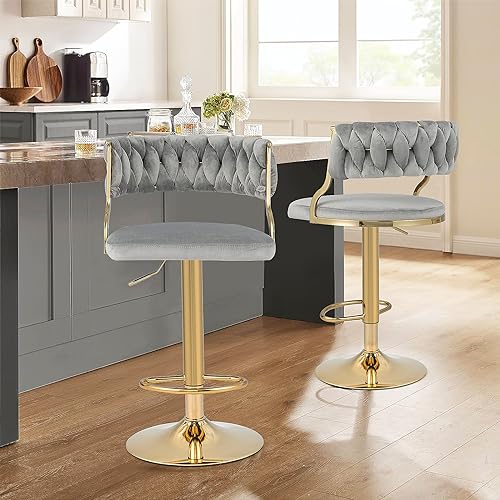 COSTWAY Set of 4 Modern Upholstered Swivel Barstools