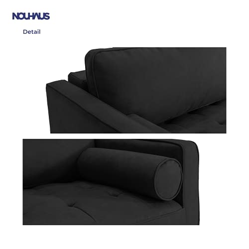 Luxury Convertible Sleeper Sofa Bed Couch, Black Microfiber