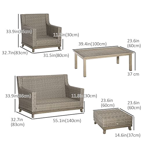 Outsunny 6-Piece Luxury Patio Sofa Set - Beige
