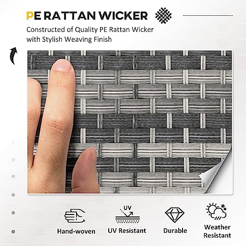 Outsunny 5-Piece Outdoor Rattan Conversation Set, Grey