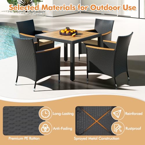 DORTALA 5-Piece Rattan Patio Dining Set with Umbrella