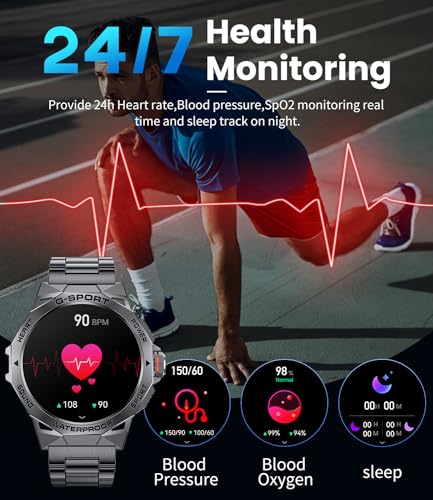 LIGE Military Smart Watch with Calls, Fitness Tracker, IP68 Waterproof