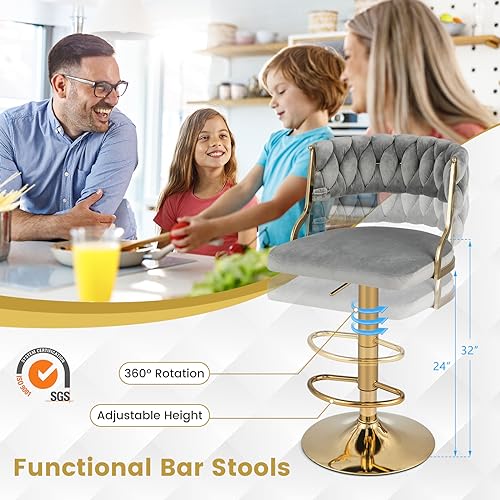 COSTWAY Set of 4 Modern Upholstered Swivel Barstools