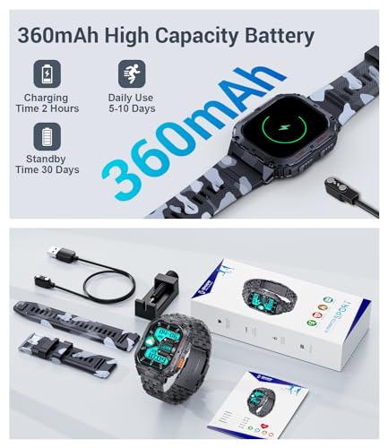 Men's Military Smartwatch with Call Function, AMOLED Display, 100+ Sports Modes