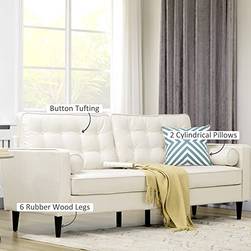 VIP Cream White Velvet Sofa with Tufted Back