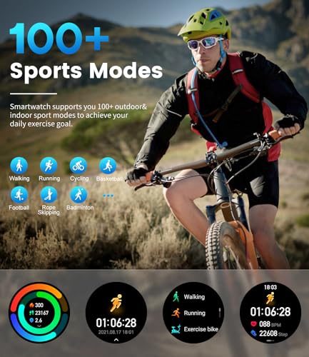 LIGE Military Smart Watch with Calls, Fitness Tracker, IP68 Waterproof