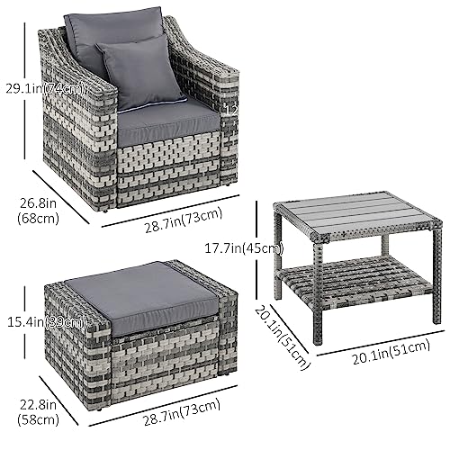 Outsunny 5-Piece Outdoor Rattan Conversation Set, Grey