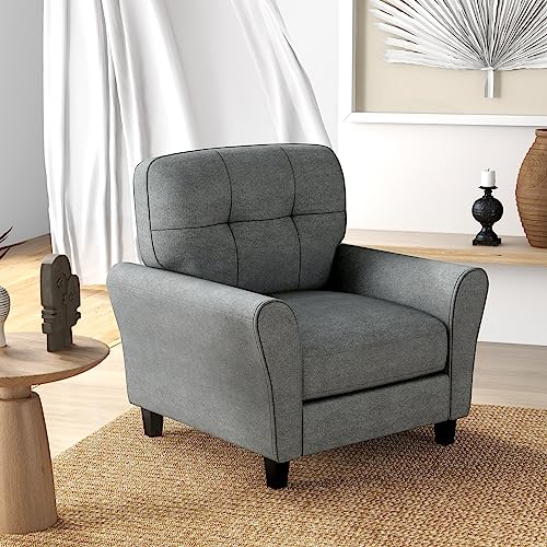 VIP Modern Linen Accent Chairs Set - Tufted Back