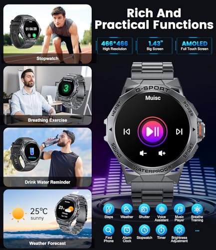 LIGE Military Smart Watch with Calls, Fitness Tracker, IP68 Waterproof