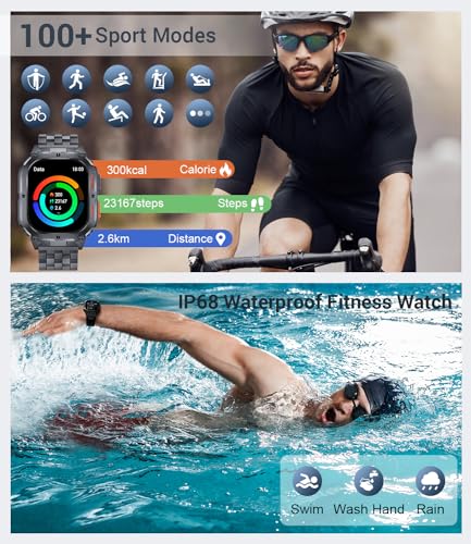 Men's Military Smartwatch with Call Function, AMOLED Display, 100+ Sports Modes