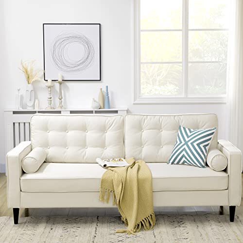 VIP Cream White Velvet Sofa with Tufted Back