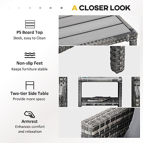 Outsunny 5-Piece Outdoor Rattan Conversation Set, Grey