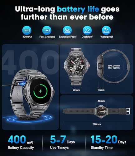 LIGE Military Smart Watch with Calls, Fitness Tracker, IP68 Waterproof