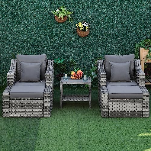 Outsunny 5-Piece Outdoor Rattan Conversation Set, Grey