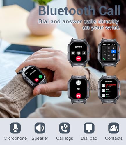 Men's Military Smartwatch with Call Function, AMOLED Display, 100+ Sports Modes