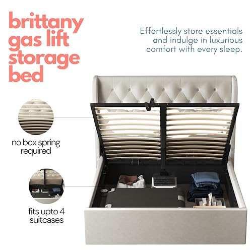 Luxurious Velvet Upholstered Tufted Storage Bed, Modern Design