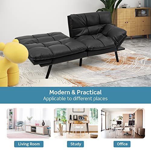 KOMFOTT Memory Foam Convertible Sleeper Sofa (Black)