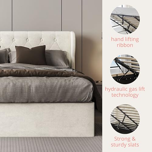 Luxurious Velvet Upholstered Tufted Storage Bed, Modern Design