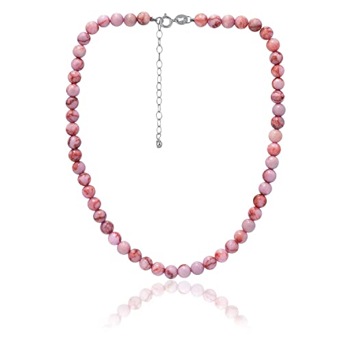 Precious Gemstone Beads Necklace with Sterling Silver Clasp
